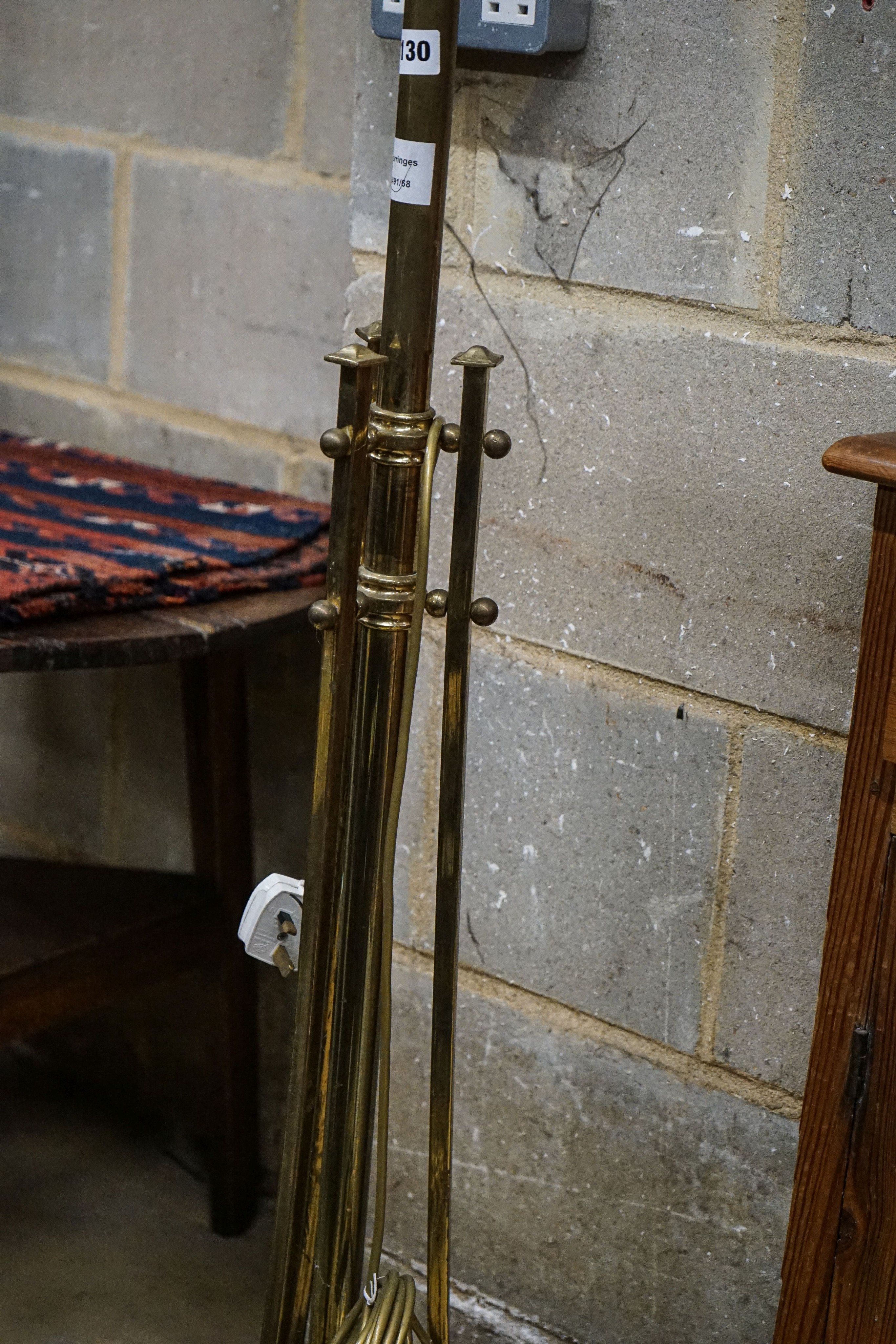 An Edwardian lacquered brass telescopic lamp standard, height 136cm